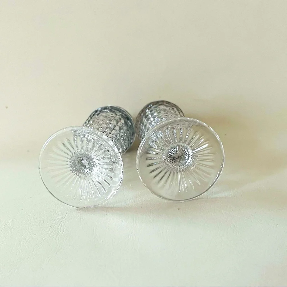 Vintage 1950’s Cut Glass Salt and Pepper Shakers with Metal Lids